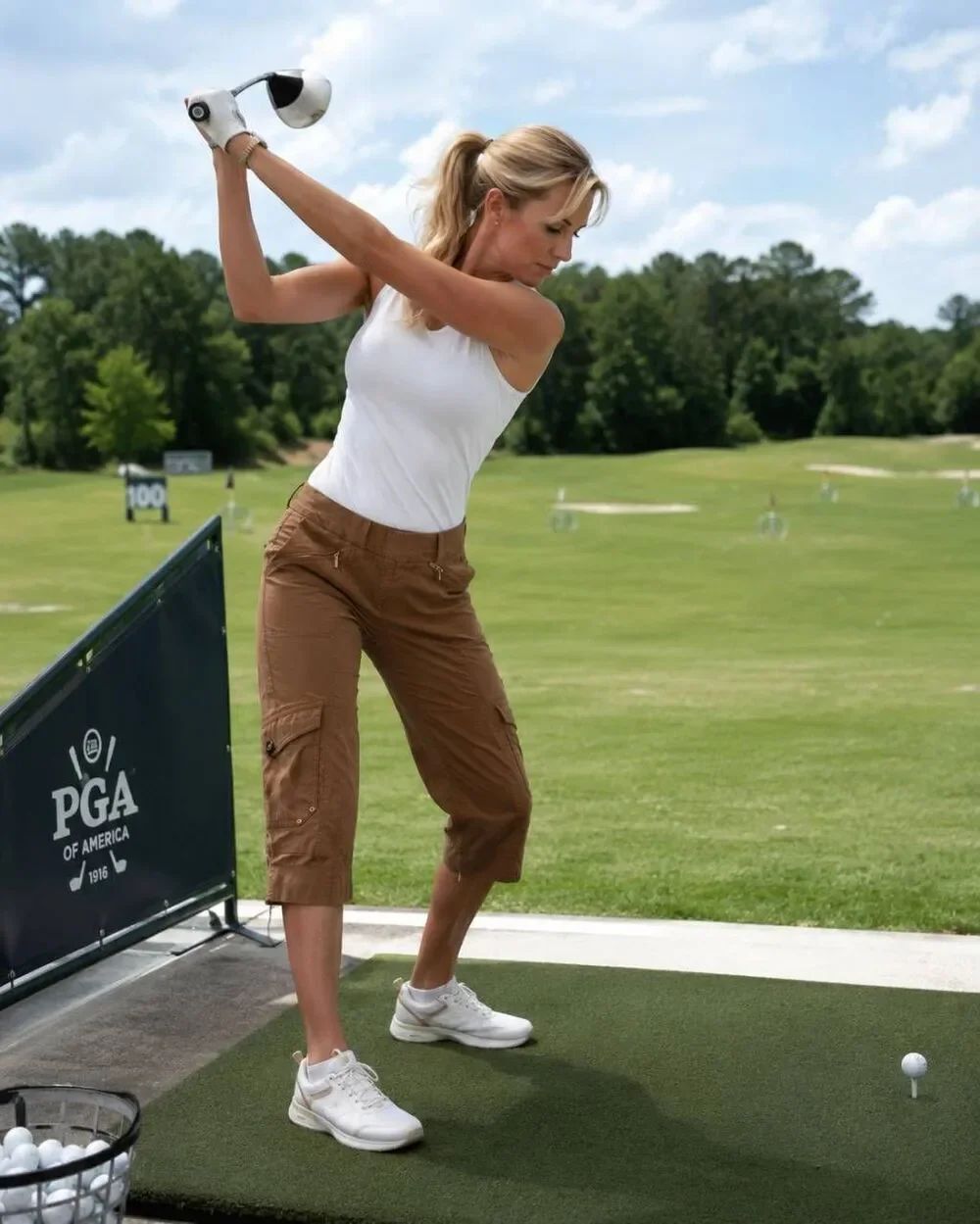 Jamie Sadock Women's Utility Cargo Capri Stretch Golf Pants Brown Size 8